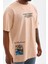 Bisiklet Yaka Baskılı Oversize T-Shirt - Bej 2