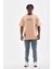 Bisiklet Yaka Baskılı Oversize T-Shirt - Bej 5