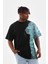 Bisiklet Yaka Baskılı Oversize T-Shirt - Siyah 1