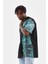 Bisiklet Yaka Baskılı Oversize T-Shirt - Siyah 4