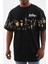 Bisiklet Yaka Baskılı Oversize T-Shirt - Siyah 2