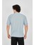 Waffle Kumaş Rahat Kol T-Shirt - Buz Mavisi 4