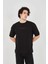 Jakar Kumaş Rahat Kol T-Shirt - Siyah 1