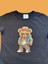 Siyah Pamuklu Penye Kısa Kollu Şapkalı Cool Ayıcık Baskılı Kız Erkek Çocuk T-Shirt 4