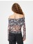 Transparan Bluz Madonna Yaka Uzun Kollu Çiçek Desenli 4