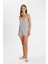 Pijama Takım Ribana Askılı Üst Şort-Fall in Love C7996AX24HS 2
