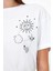 Kadın Space Beyaz Baskılı Bisiklet Yaka Oversize T-Shirt 3