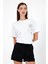 Kadın Space Beyaz Baskılı Bisiklet Yaka Oversize T-Shirt 2