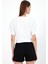 Kadın Space Beyaz Baskılı Bisiklet Yaka Oversize T-Shirt 4