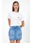 Kadın Summer Beyaz Bisiklet Yaka Yazı Baskılı T-Shirt 2