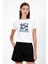 Kadın Flower Beyaz Baskılı Bisiklet Yaka Regular Fit T-Shirt 1