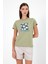 Kadın Flower Ada Çayı Baskılı Bisiklet Yaka Regular Fit T-Shirt 1
