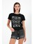 Kadın Butterfly Siyah Baskılı Bisiklet Yaka Regular Fit T-Shirt 1