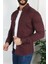 Slim Fit Erkek Kot Gömlek Bordo 3