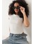 Beyaz Fitilli Görünümlü Bisiklet Yaka Kısa Kollu Çıtçıtlı Bodysuit- 2409 4