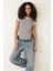 Çizgili Beyaz Fitilli Görünümlü Bisiklet Yaka Kısa Kollu Çıtçıtlı Bodysuit- 2409 1