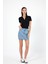 Kadın Alishia Sky Blue Regular Fit Jean Etek 2