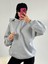 Gri Şardonlu Kapşonlu Oversize Basic Sweatshirt 26259 2