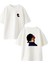 Beyaz Oversize Pamuk Gözleri Bağlı Anime Erkek Ön Arka Baskılı Örme T-Shirt 1