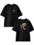 Siyah Oversize Pamuk Boz Ayı Kayak Gözlüklü Ön Arka Baskılı Örme T-Shirt 1