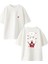 Beyaz Oversize Pamuk As Anime Kız Ön Arka Baskılı Örme T-Shirt 1