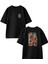 Siyah Oversize Pamuk Talister Ön Arka Baskılı Örme T-Shirt 1