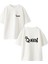 Beyaz Oversize Pamuk Queen Kral Ön Arka Baskılı Örme T-Shirt 1