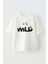 Beyaz Oversize Pamuk Into Wild Baskılı Örme T-Shirt 1