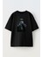 Siyah Oversize Pamuk Cap Joker Baskılı Örme T-Shirt 1