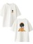 Beyaz Oversize Pamuk Ağaç Dolunay Ön Arka Baskılı Örme T-Shirt 1