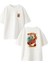 Beyaz Oversize Pamuk Japon Yemek Tabağı Ön Arka Baskılı Örme T-Shirt 1
