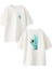 Beyaz Oversize Pamuk Tek Göz Okey Ön Arka Baskılı Örme T-Shirt 1