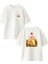 Beyaz Oversize Pamuk Zengin Pamukkedi Ön Arka Baskılı Örme T-Shirt 1