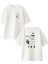 Beyaz Oversize Pamuk Kaykaycı Genç Anime Ön Arka Baskılı Örme T-Shirt 1