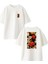 Beyaz Oversize Pamuk Çiçekler Laleler Ön Arka Baskılı Örme T-Shirt 1