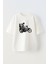 Beyaz Oversize Pamuk Motorcu Aile Baskılı Örme T-Shirt 1