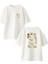 Beyaz Oversize Pamuk Yavru Kutup Ayısı Ön Arka Baskılı Örme T-Shirt 1