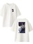 Beyaz Oversize Pamuk Hayalet Anime Genç Ön Arka Baskılı Örme T-Shirt 1