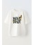 Beyaz Oversize Pamuk Wild Free Papağan Baskılı Örme T-Shirt 1