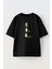 Siyah Oversize Pamuk Sakar Avakado Baskılı Örme T-Shirt 1