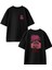 Siyah Oversize Pamuk Parmak Arası Anime Genç Ön Arka Baskılı Örme T-Shirt 1