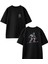 Siyah Oversize Pamuk Snowboard Genç Ön Arka Baskılı Örme T-Shirt 1