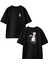 Siyah Oversize Pamuk Takım Elbiseli Anime Ön Arka Baskılı Örme T-Shirt 1