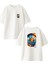 Beyaz Oversize Pamuk Gemi Direksiyon Kurukafa Ön Arka Baskılı Örme T-Shirt 1
