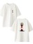 Beyaz Oversize Pamuk Manzara Deniz Feneri Ön Arka Baskılı Örme T-Shirt 1