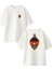 Beyaz Oversize Pamuk Sokak Lambası Ateş Ön Arka Baskılı Örme T-Shirt 1