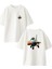 Beyaz Oversize Pamuk F16 Ön Arka Baskılı Örme T-Shirt 1