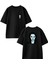 Siyah Oversize Pamuk Palyaço Genç Kız Ön Arka Baskılı Örme T-Shirt 1