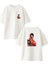 Beyaz Oversize Pamuk Güzel Japon Kız Ön Arka Baskılı Örme T-Shirt 1