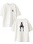 Beyaz Oversize Pamuk Sporcu Anime Kız Ön Arka Baskılı Örme T-Shirt 1